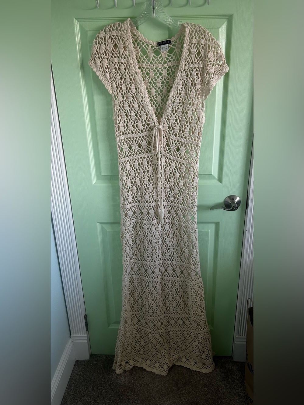 VENUS Crochet Maxi Swim Cover-Up in Cream